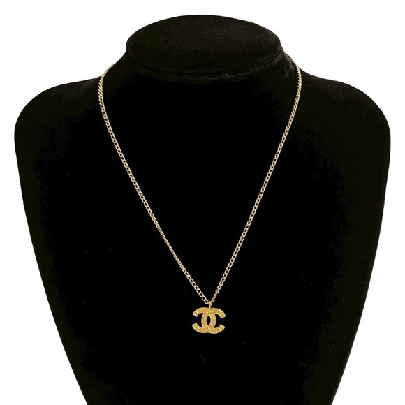 CHANEL Vintage Gold Logo Necklace